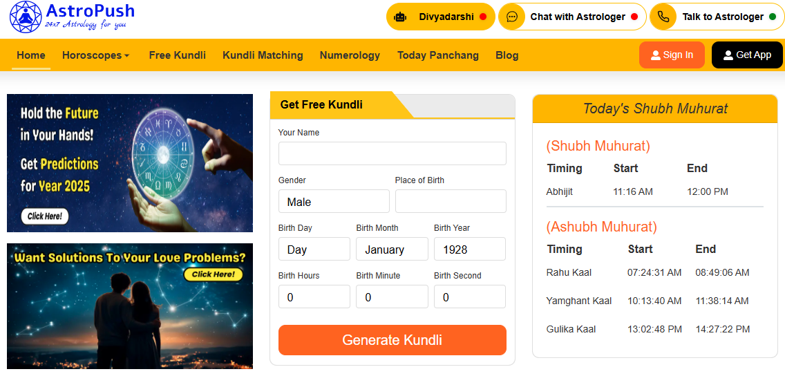 AstroPush Astrology Website